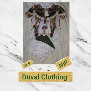 ❤️Duval Clothing Feather Print T-Shirt & Pants Set Sz S
